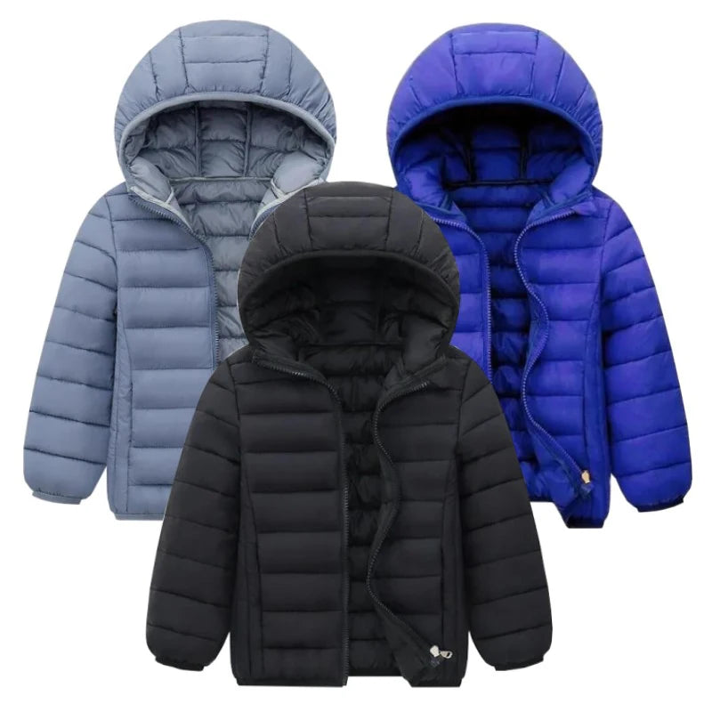 Kinder Junge Leichte Daunenjacke Herbst Winter Mäntel Kinder Mädchen Warme Kapuzenoberbekleidung Teenager Studenten Baumwollkleidung 6-14 Jahre