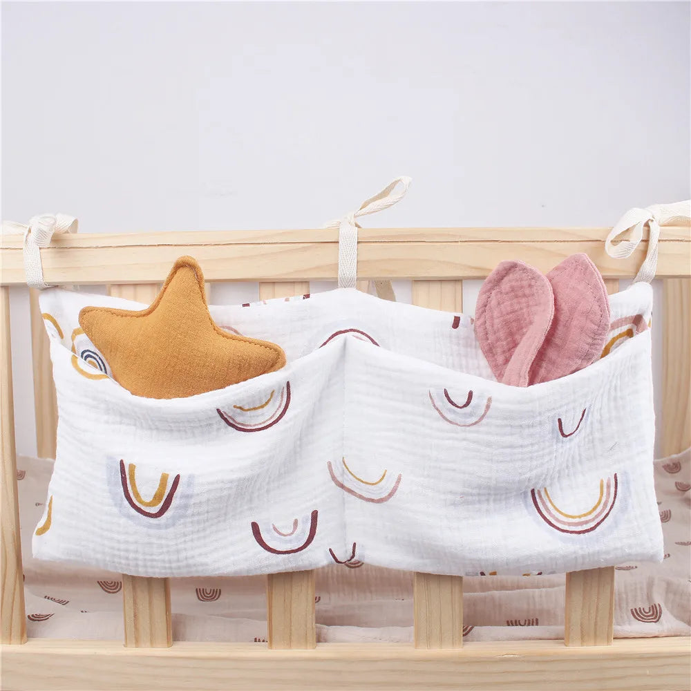 Babybett-Organizer, Kinderbett, Caddy, Bett, Aufbewahrungstasche, 2 Taschen, Nachttisch, hängende Windel, Kinderzimmer, Spielzeug, Tasche, Windeln, Kinderwagen, Organisieren