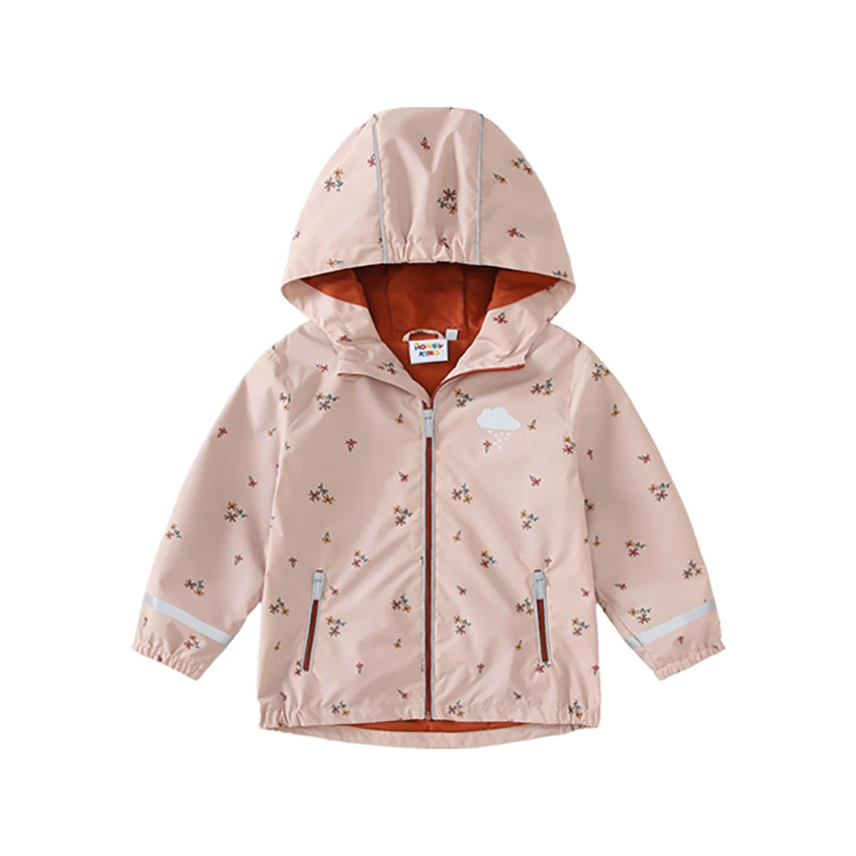 HONEYKING Baby Fleece Jacke Frühling Herbst Mädchen Oberbekleidung Kinder Blumen Druck Mit Kapuze Wasserdichte Mantel Kinder Regenmantel Kleidung