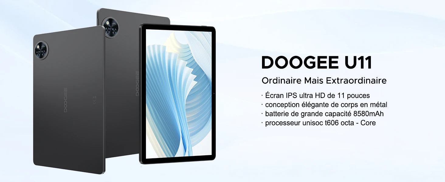DOOGEE U11 Tablet 11 Zoll Ultra-Klares 90Hz Display 16GB 128GB 8580mAh Akku Unisoc T7200 Dual-Lautsprecher Widevine L1 Android 16 Pad