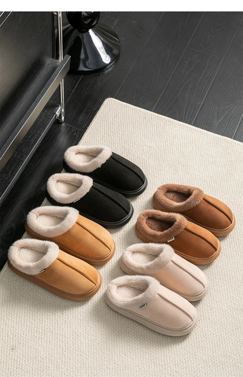 Herbst und Winter Herren Baumwolle Hausschuhe Plüsch warm dick Home Wear rutschfeste verschleißfeste weiche Unterseite bequeme warme Schuhe