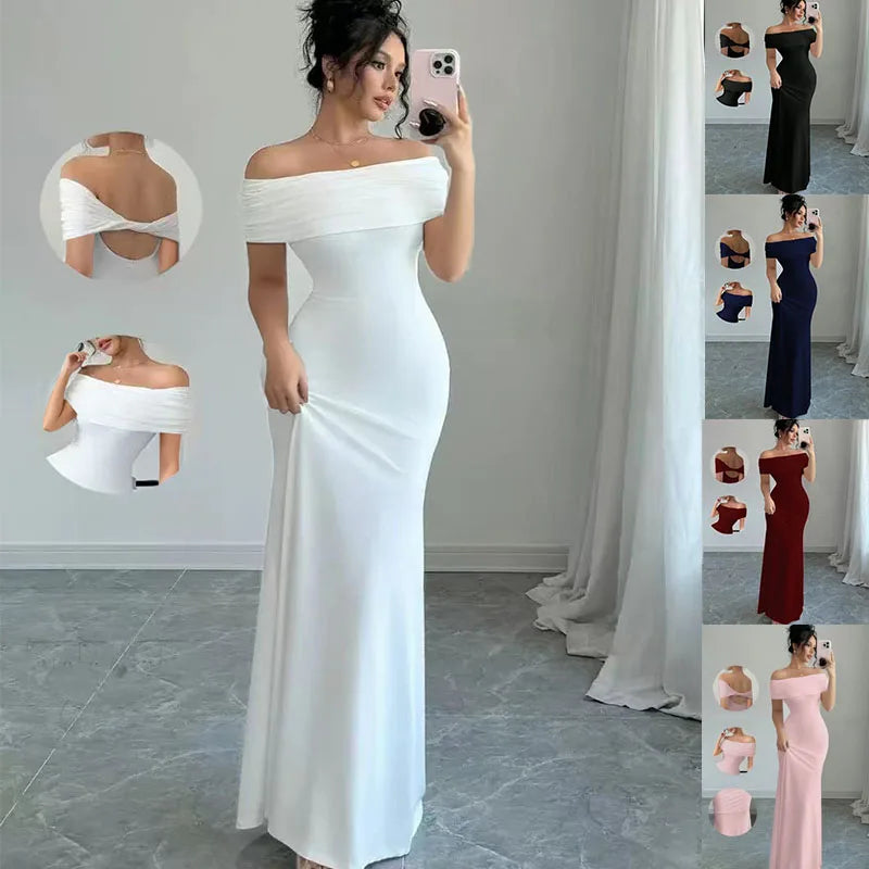 Schulterfreies Partykleid, ärmelloses, sexy, figurbetontes Midikleid für Damen, elegantes Bandage-Cocktailkleid für den Ausgehen