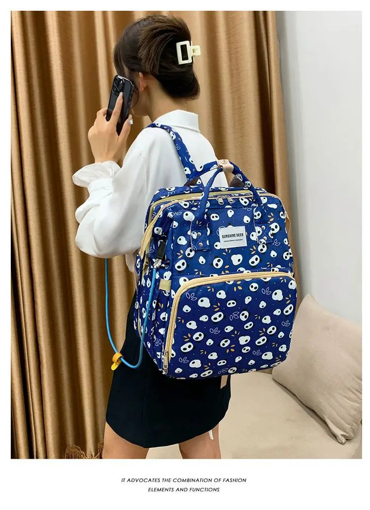 Mama Wickeltaschen Babybett Mutter Große Kapazität Windel Milchflasche Rucksäcke mit Wickelunterlage Praktische Baby-Stilltaschen Geschenk