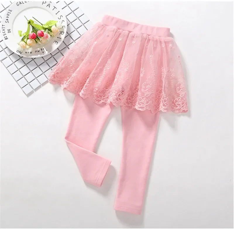 Neue Baby Mädchen Leggings Spitze Prinzessin Rock-hosen Frühling Herbst Kinder Dünne Rock Hosen für 2-7 Jahre kinder Kleidung