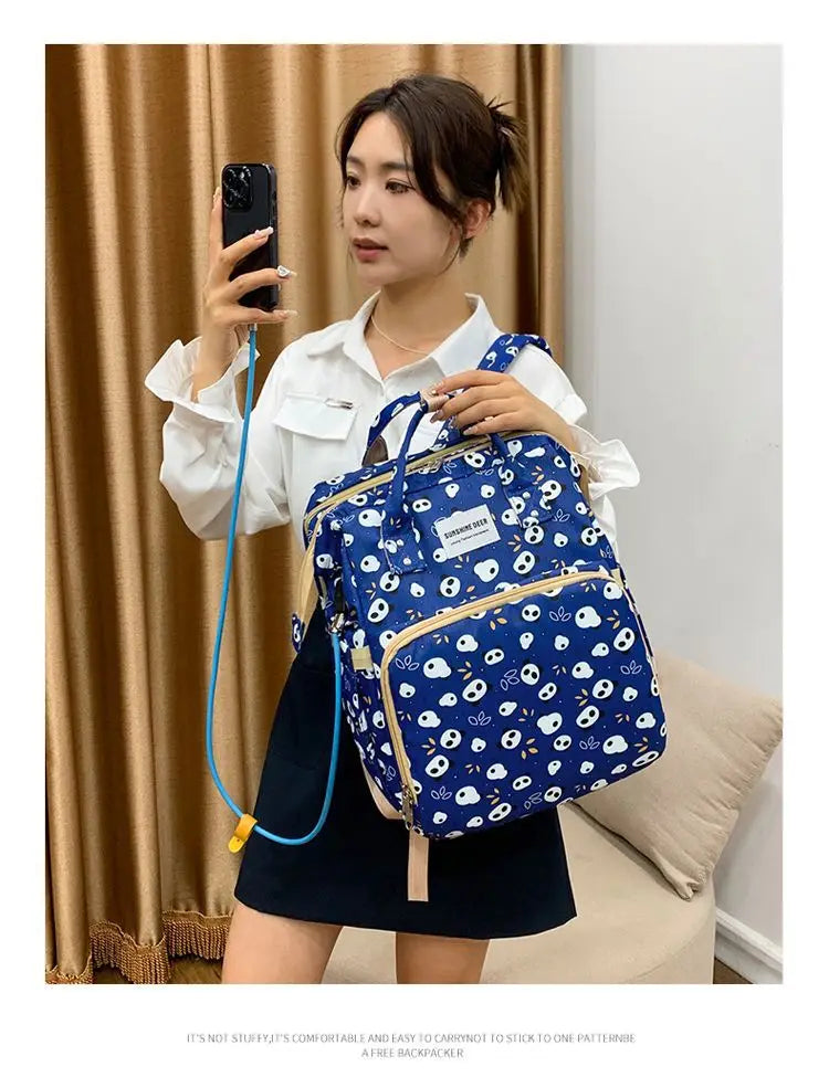 Mama Wickeltaschen Babybett Mutter Große Kapazität Windel Milchflasche Rucksäcke mit Wickelunterlage Praktische Baby-Stilltaschen Geschenk