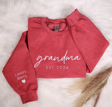Personalisierter Grandmother Est Hoodie, Nana Outfit, Geburtstagsgeschenk für Oma, individuelles Oma besticktes Sweatshirt mit Namen