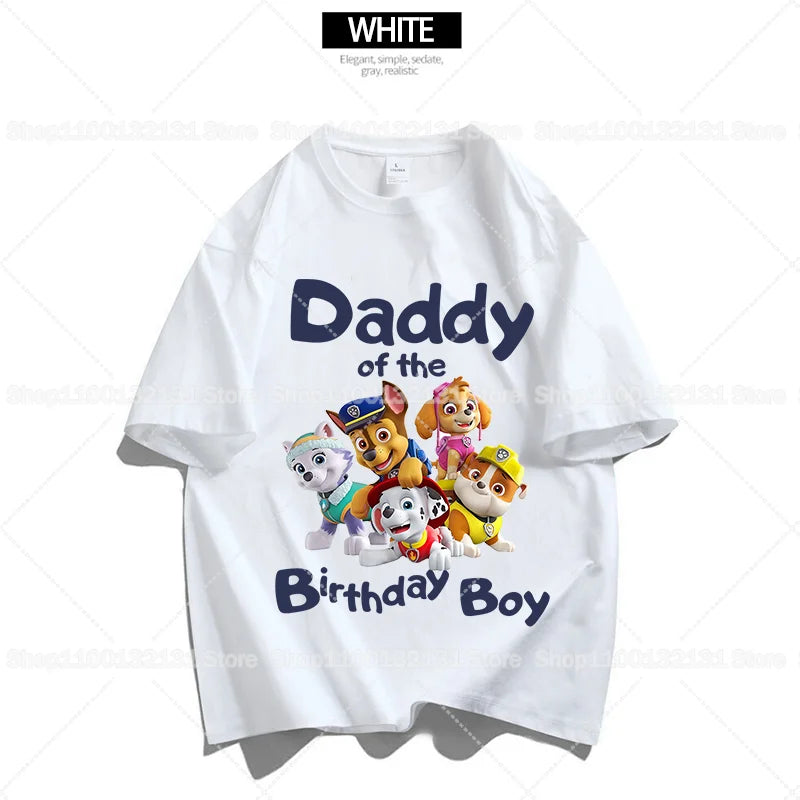 Paw Patrol Erwachsene Kinder Familie Geburtstag T-Shirts Cartoon Mama Papa Top T-Shirts Kurze Ärmel Sommerhemden Jungen Mädchen Frauen Männer Kleidung