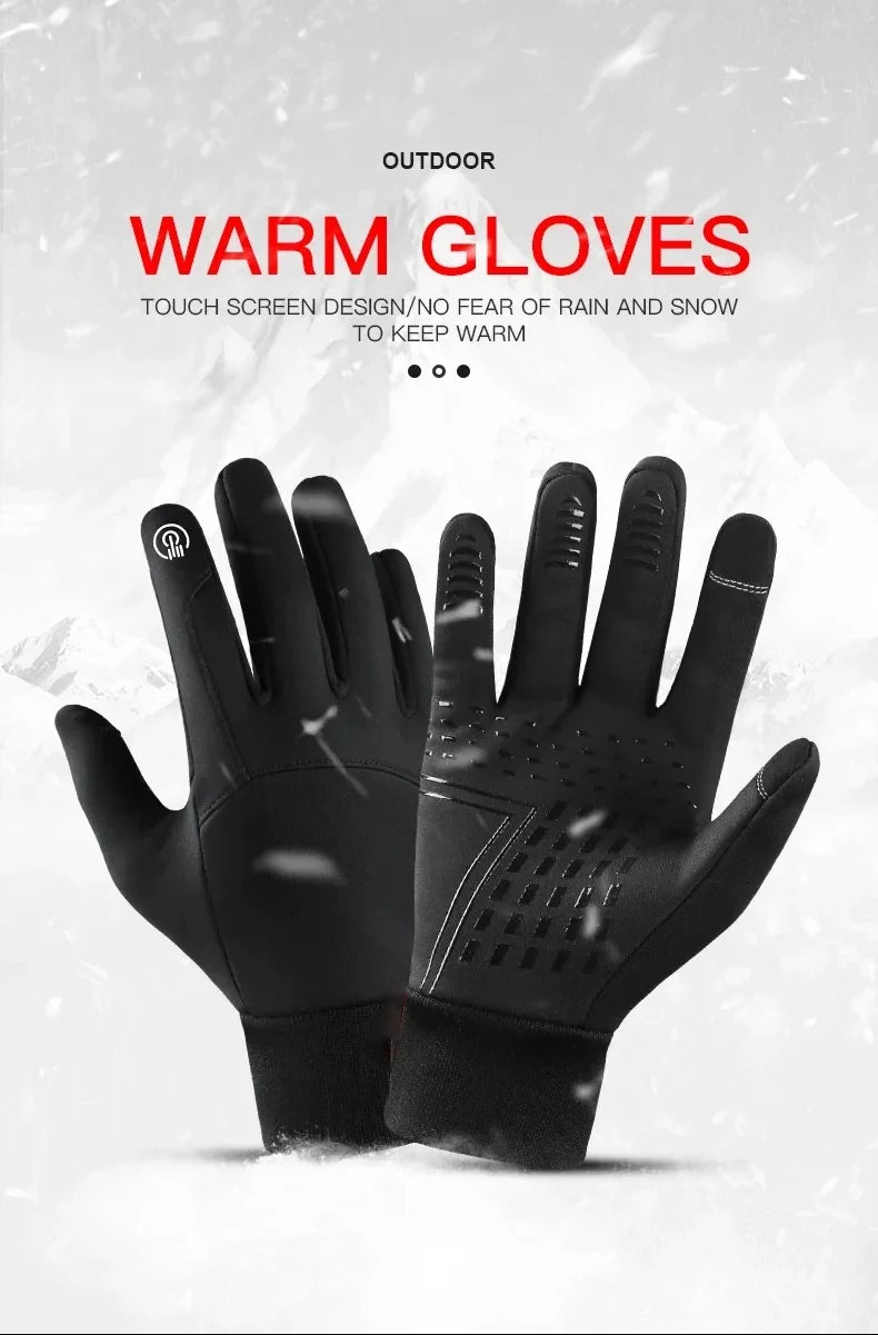Herbst Winter Outdoor Radfahren Handschuhe Gym Fitness Sport Laufen Warm Touch Screen Rutschfeste Handschuhe Motorrad Handschuhe Männer Schwarz