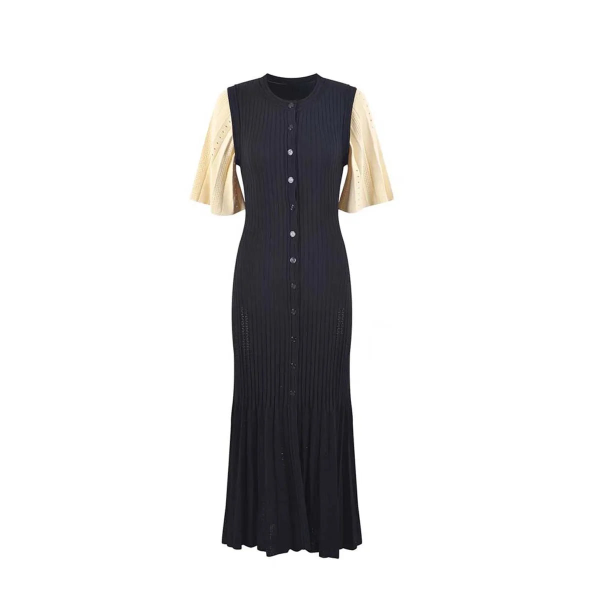 Sommer Frühjahr Neue Französisch Elegante Duft High-end-Schlankheits Gestrickte Meerjungfrau Kleid Hohl Abnehmen Fischschwanz Stricken Kleid