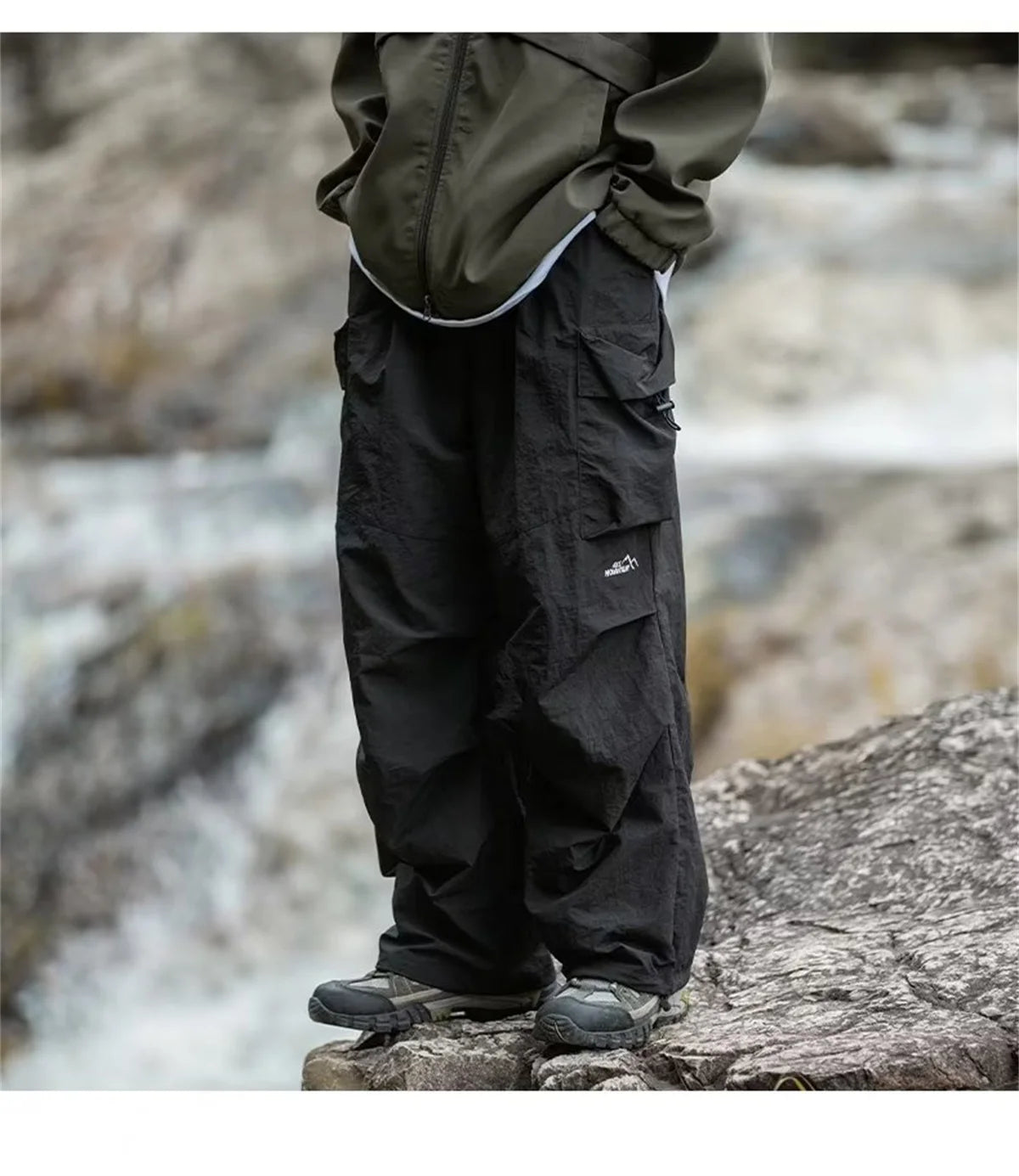 Herren Frühling und Herbst neue wasserdichte Hip Hop Bergsteiger hose lässige Harajuku Arbeits hose schwarze Cargo Outwear Hose