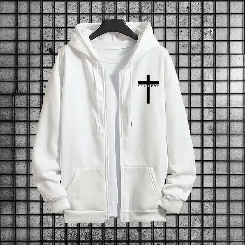 CrosofChrist Herren Hip-Hop Trainingsanzug 2025 N 2-teiliges Outfit Reißverschluss-Hoodie Jogger Urban Streetwear Herbst Winter Mode
