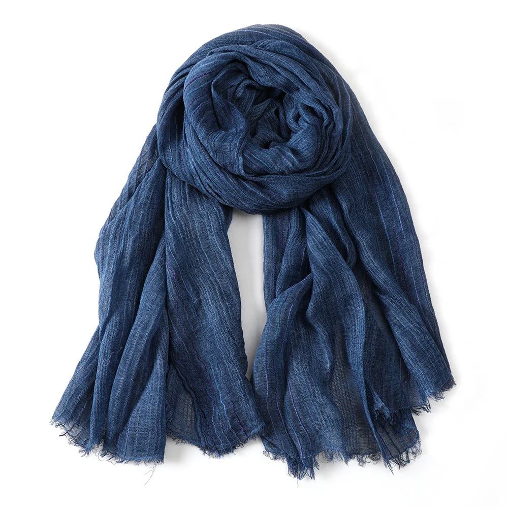 Baumwolle Leinen Gestreiften Männer Schals Herbst Winter Warme Halstuch Pashmina Männlichen Zubehör Kurze Quaste Bufanda Schal