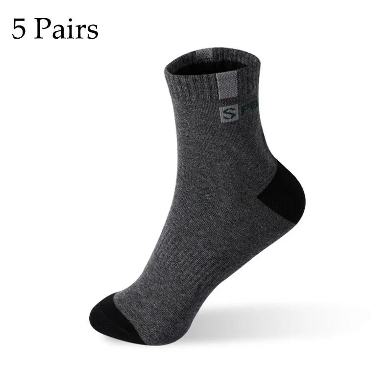 5 Paar Größe 37–43 Herren Bambusfaser Herbst Winter Herren Socken Atmungsaktive Baumwolle Sportsocke Atmungsaktive Deodorant Business Socken