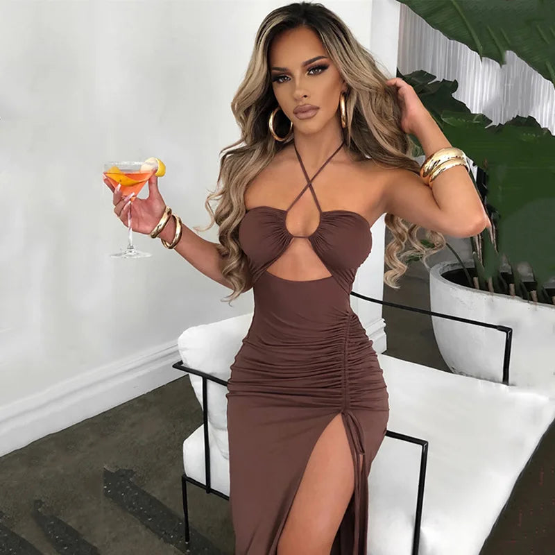 Ärmellose Sexy Weibliche Midi Backless Kleider Schlank Nacht Club Party frauen Kleid Bodycon Vestidos Elegantes Para Mujer
