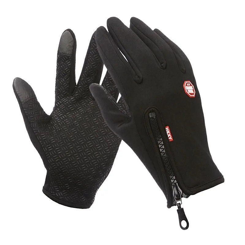 Mann warme Winterhandschuhe Touchscreen wasserabweisende winddichte Handschuhe Ski Outdoor Sport Radfahren Fahren Reißverschluss schwarze Handschuhe Frauen