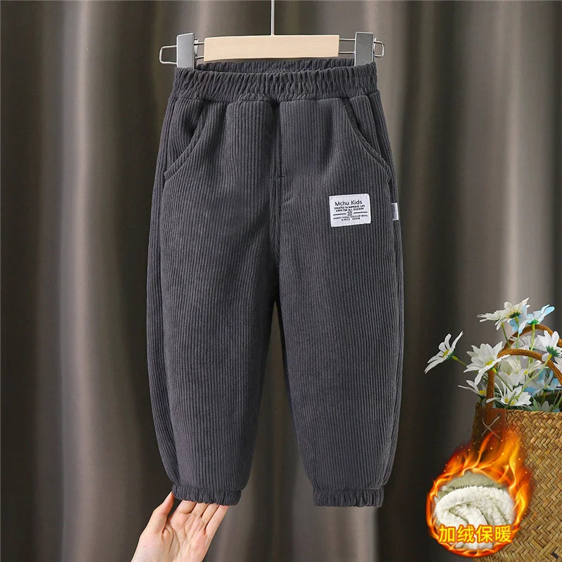 Winter Jungen warme Hosen große Kinder dick plus Samthose Kinder gepolsterte Baumwolle lange Hosen Herbst Teen lässige Cordhose