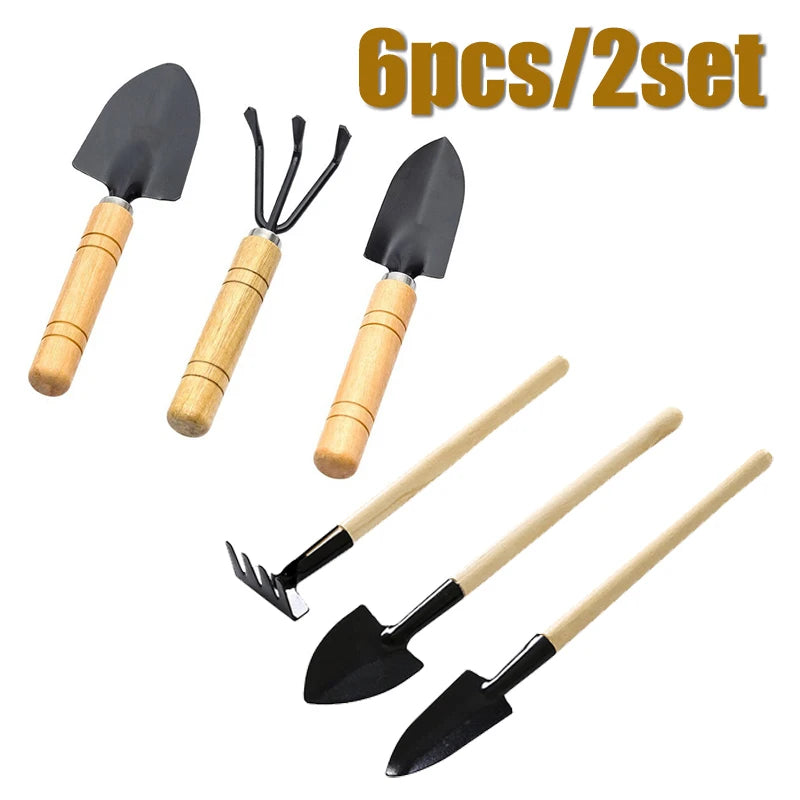 3PC/1Set Mini Garden Tool Set Portable Small Gardening Tools with Handles Shovel Rake Indoor Gardening Planting Flower Tools