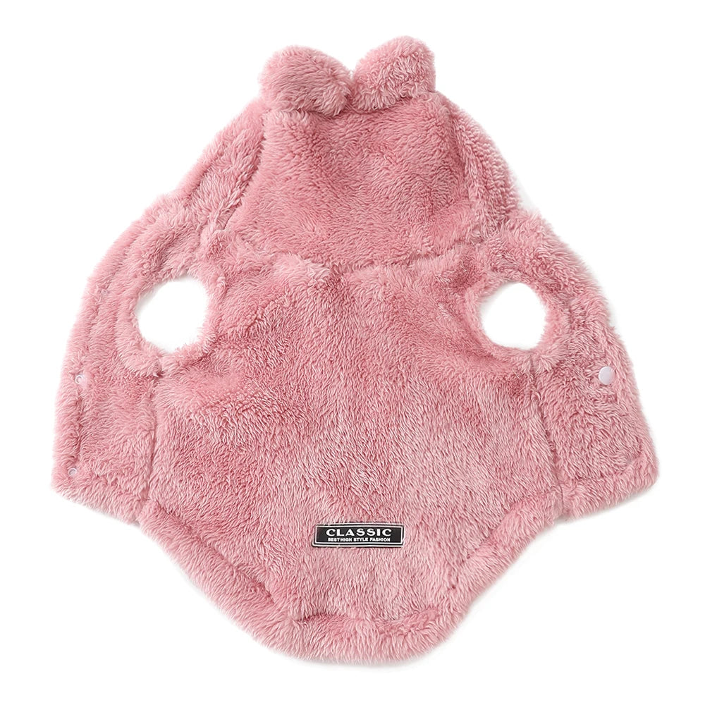 Weiche Fleece-Haustier-Hundekleidung, süßer Kapuzenmantel für kleine und mittelgroße Hunde, Katzen, Herbst-Winter-Welpen-Kapuzenjacke, Pullover, Mops-Bekleidung