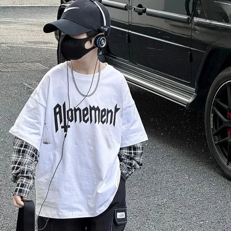 zweiteilige Kinderkleidung von 8 bis 12 Jahren, langärmliges T-Shirt für Jungen, Jungen-T-Shirt, grafische Hemden, T-Shirts, T-Shirts, Jungen-Kind