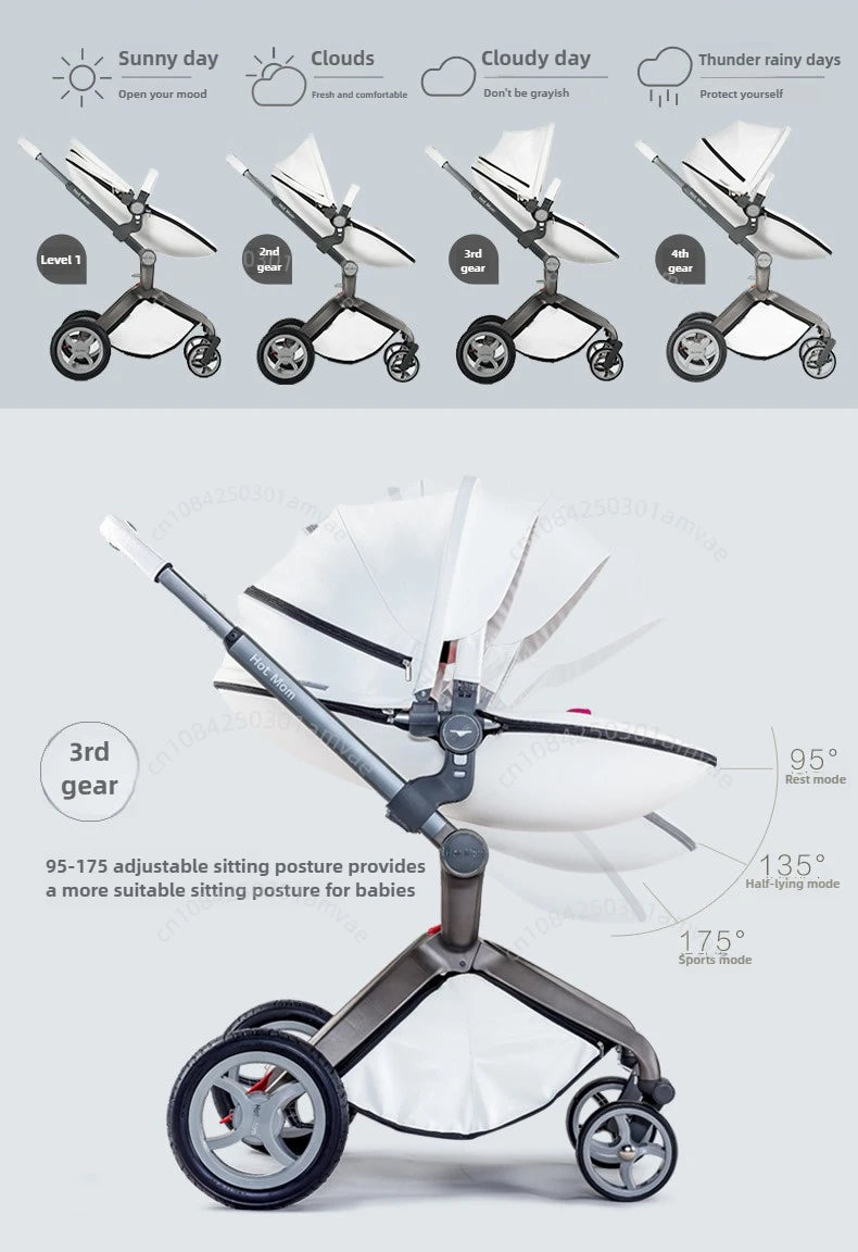 Hotmom-Kinderwagen Hohe Landschaft kann sitzen und liegen. Zusammenklappbarer, leichter britischer Zwei-Wege-Kinderwagen. Anpassung an 0–4 Jahre alt