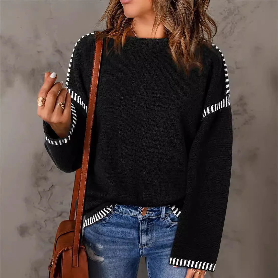 Strickwaren Damen Kleidung Sueter Roupas Femininas Damen Winter Strickpullover Rundhalsausschnitt Lose Lange Ärmel Herbst Mode 2025