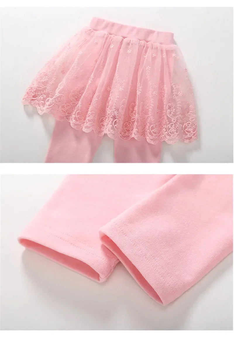 Neue Baby Mädchen Leggings Spitze Prinzessin Rock-hosen Frühling Herbst Kinder Dünne Rock Hosen für 2-7 Jahre kinder Kleidung