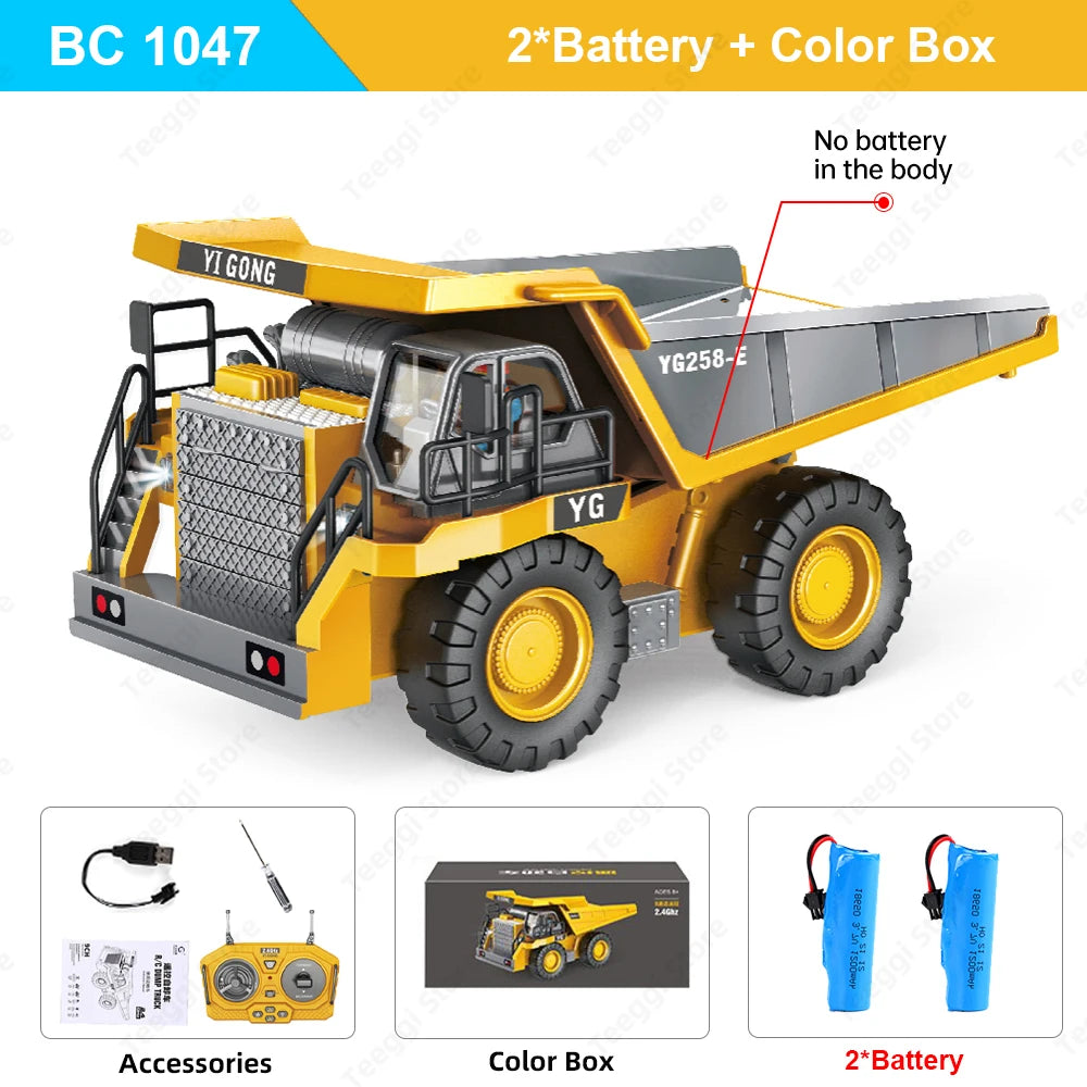 Teeggi 1:20 RC Bagger Auto Kinder Spielzeug 2,4G Fernbedienung Muldenkipper Auto Bulldozer Spielzeug Radio Elektroauto für Kinder Geschenk