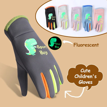 Kinder Warme Handschuhe Herbst Winter Cartoon Dinosaurier Jungen Mädchen Outdoor Radfahren Handschuhe für Kinder Winddichte Wasserabweisende Handschuhe