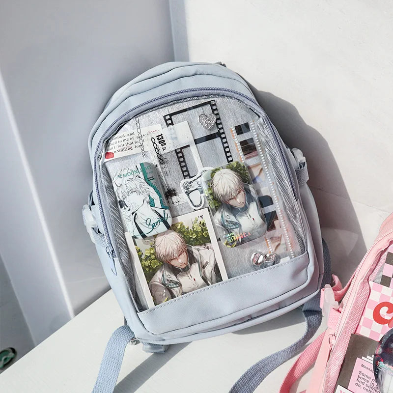 Y2K Nette Mini Rucksack Frauen Kawaii Ita Tasche Süße Mädchen Transparent Rucksack DIY Persönlichkeit Display Rucksack Lolita Schulter Tasche