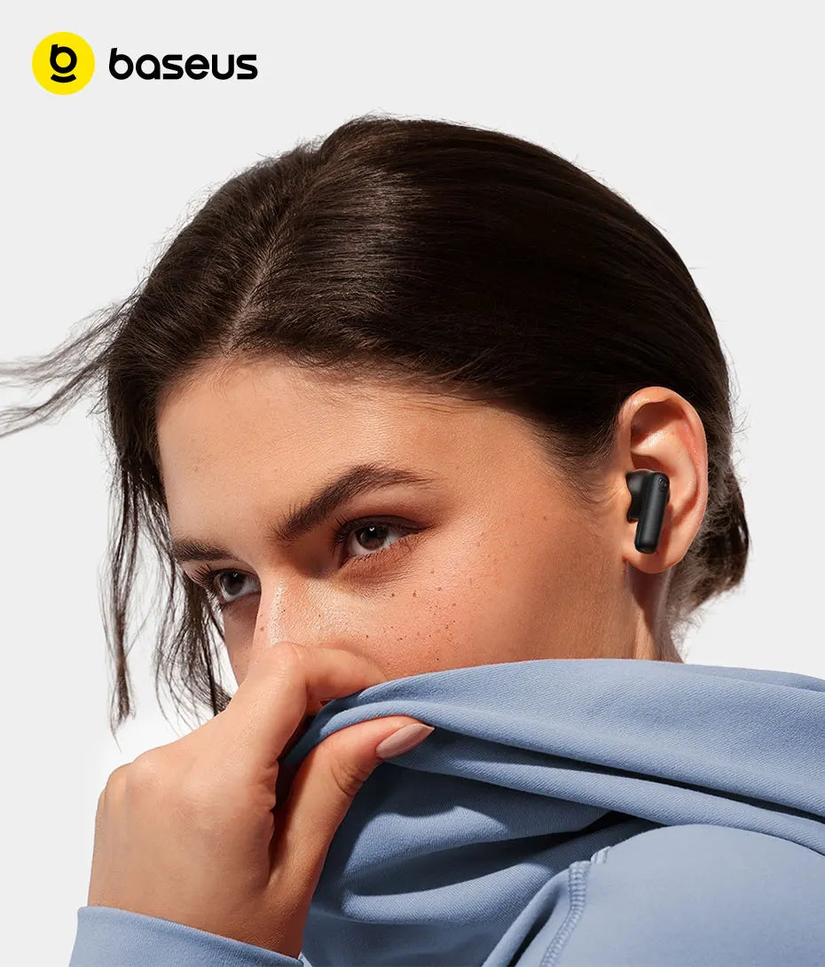 Baseus Bass EP10 Ultra Kabellose Kopfhörer -55dB Geräuschunterdrückung 65 Std. Lange Spielzeit Bluetooth 6.0 Ohrhörer 6 Mikrofone KI-Anruf-Klarsprechfunktion