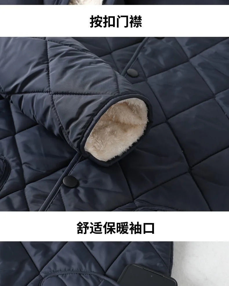 Neue Lammfell-Baumwolljacke für Ältere Herren, Dicke Fleece-Gefütterte Lockere Warme Winterjacke für Väter und Großväter