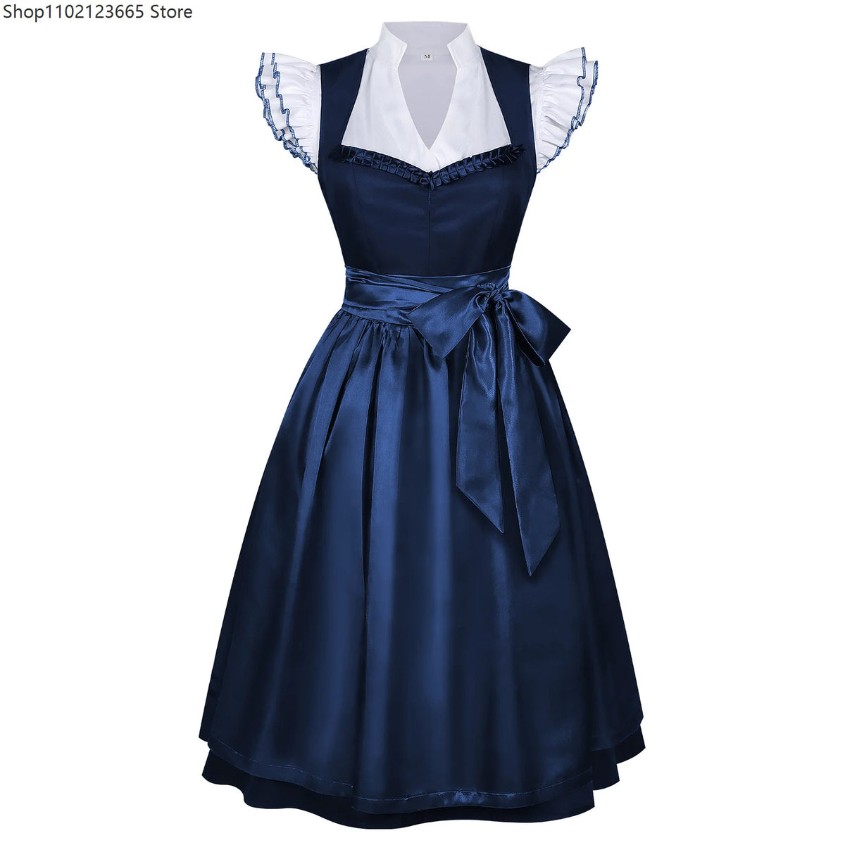 Damen-Dirndlkleid im mittelalterlichen Stil, deutsches Oktoberfest- und bayerisches Kleid mit Oberteil und Schürze, Kostüm für Halloween, Übergrößenkleid