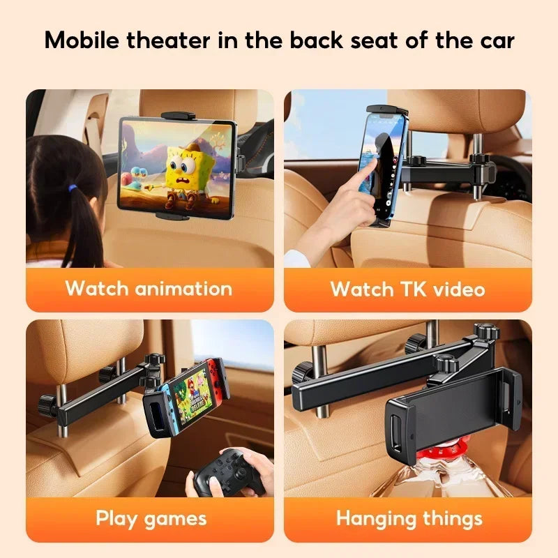 Eary Tablet-Halterung für Auto-Rücksitz-Verlängerungsarm, Auto-Kopfstützenhalterung, Rücksitz für Kinder und Erwachsene, Reisen für 4,7–12,9 Zoll Geräte, iPad