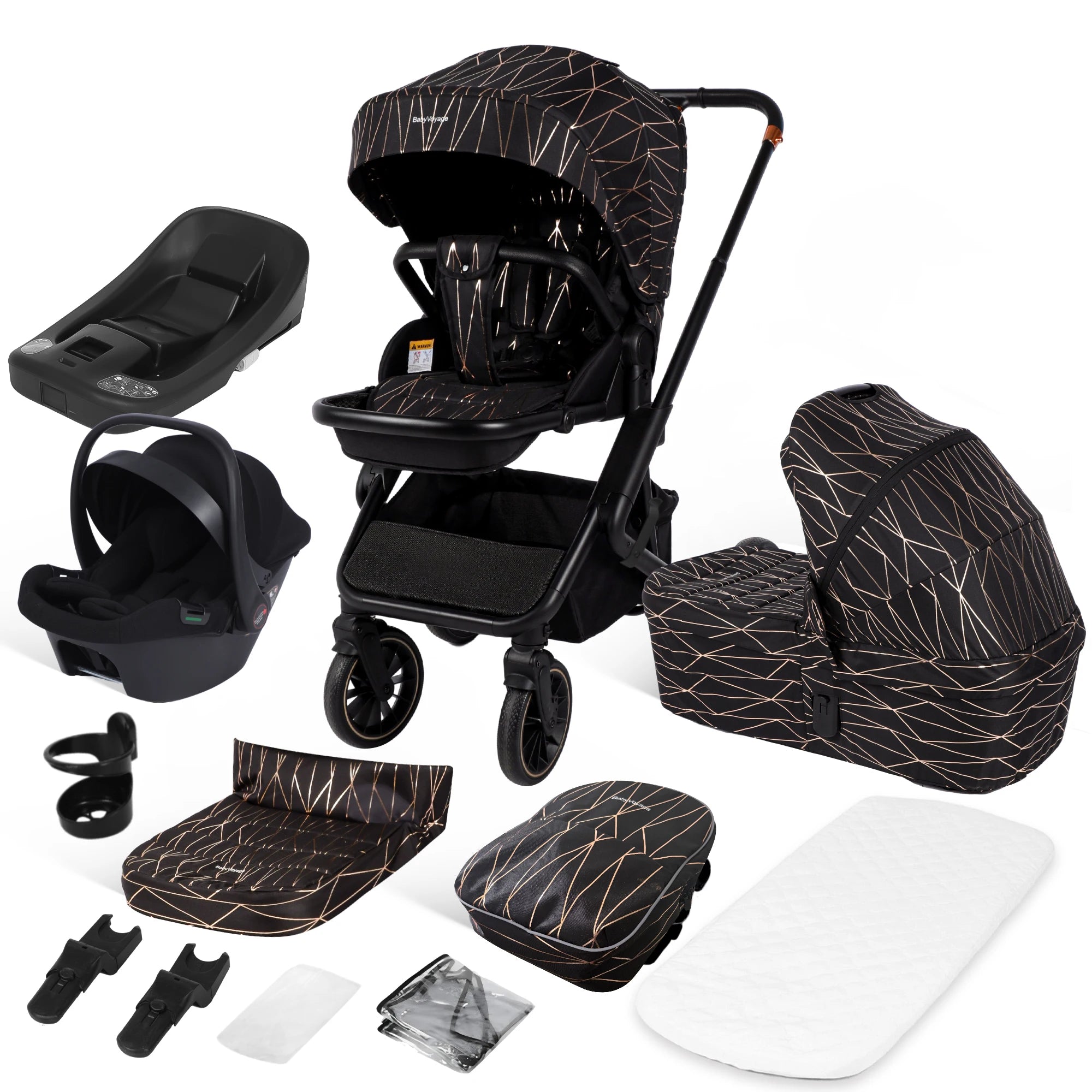 4-in-1-Kinderwagen mit Babyschale und ISOFIX-Basis, multifunktionaler, umkehrbarer Kinderwagen für Neugeborene, Hochsitz-Reisesystem