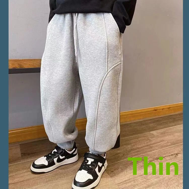 4-12Y Frühling Herbst Kinder Einfarbig Lose Sweatpant Teen Jungen Knöchel Länge Hose Winter Jogger Junge Elastische Taille Sport hosen
