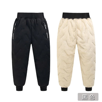 Winter Gepolsterte Hosen Kinder Dicke Plus Samt Warme Hosen Jungen Lamm Wolle Baumwolle Lange Hosen Herbst Kinder Casual Sport Hosen