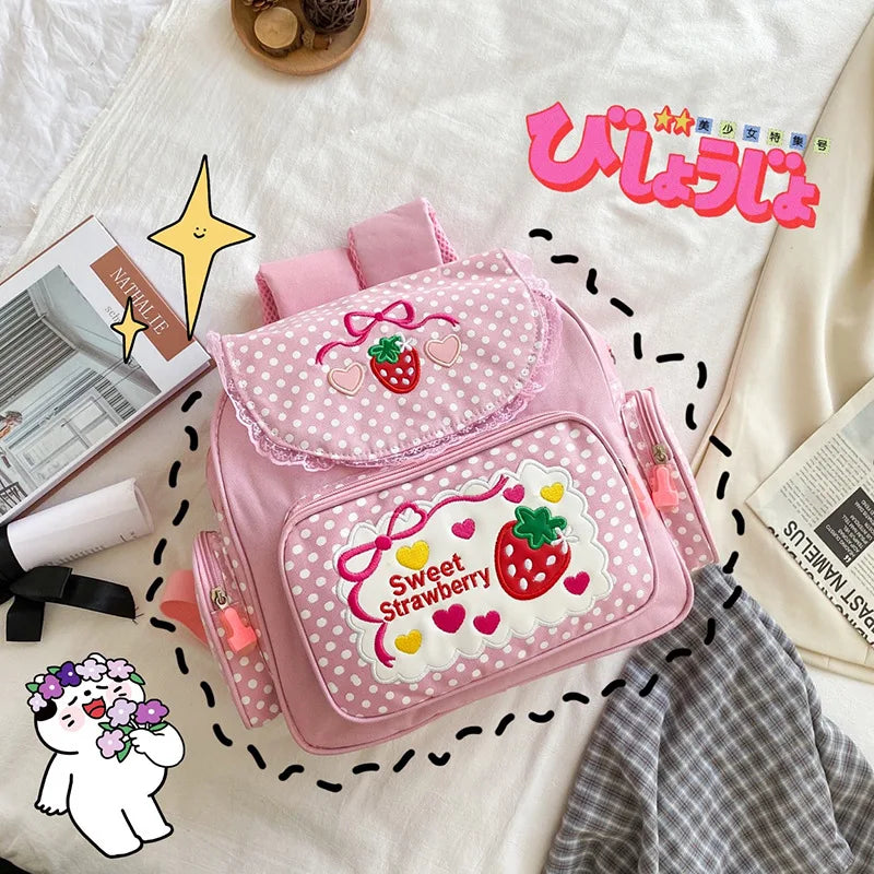 Strawberry Embroidered Backpack