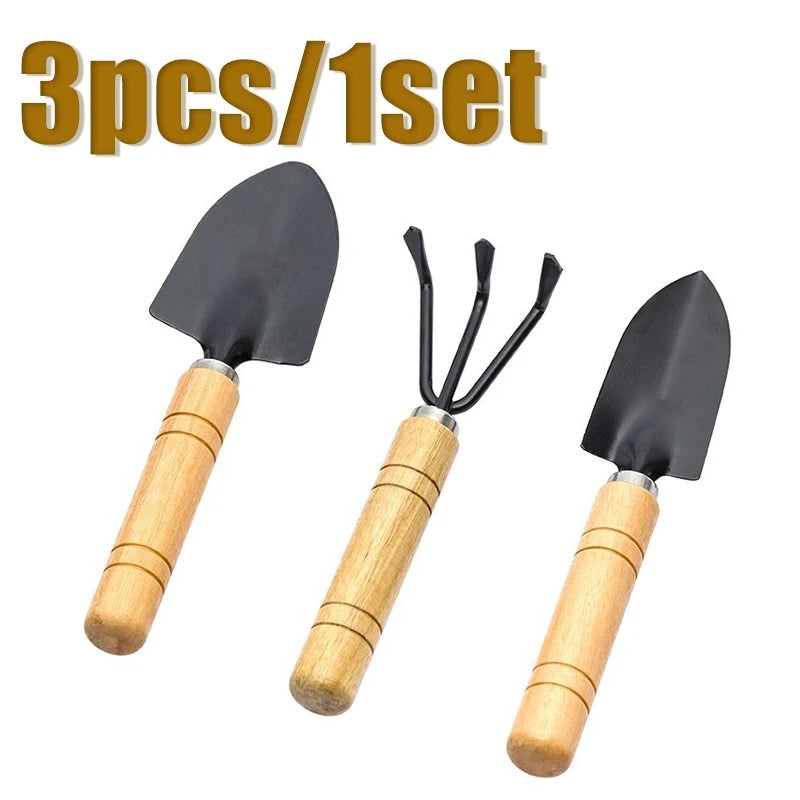 3PC/1Set Mini Garden Tool Set Portable Small Gardening Tools with Handles Shovel Rake Indoor Gardening Planting Flower Tools