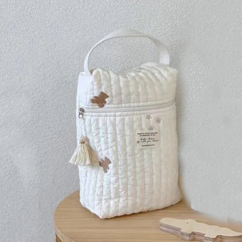 Tragbare Kinderwagen-Wickeltasche, gesteppt, für Babywindeln, Caddy, Organizer, bestickte Mama-Taschen, Babyzubehör, Wickeltasche, Aufbewahrung