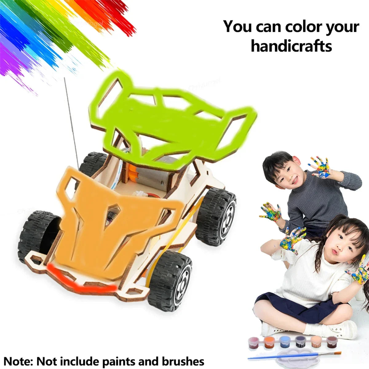 DIY Holz Fernbedienung Auto Holz Allradantrieb Racing Montage Wissenschaft Experiment Kits KINDER STEM Lernspielzeug