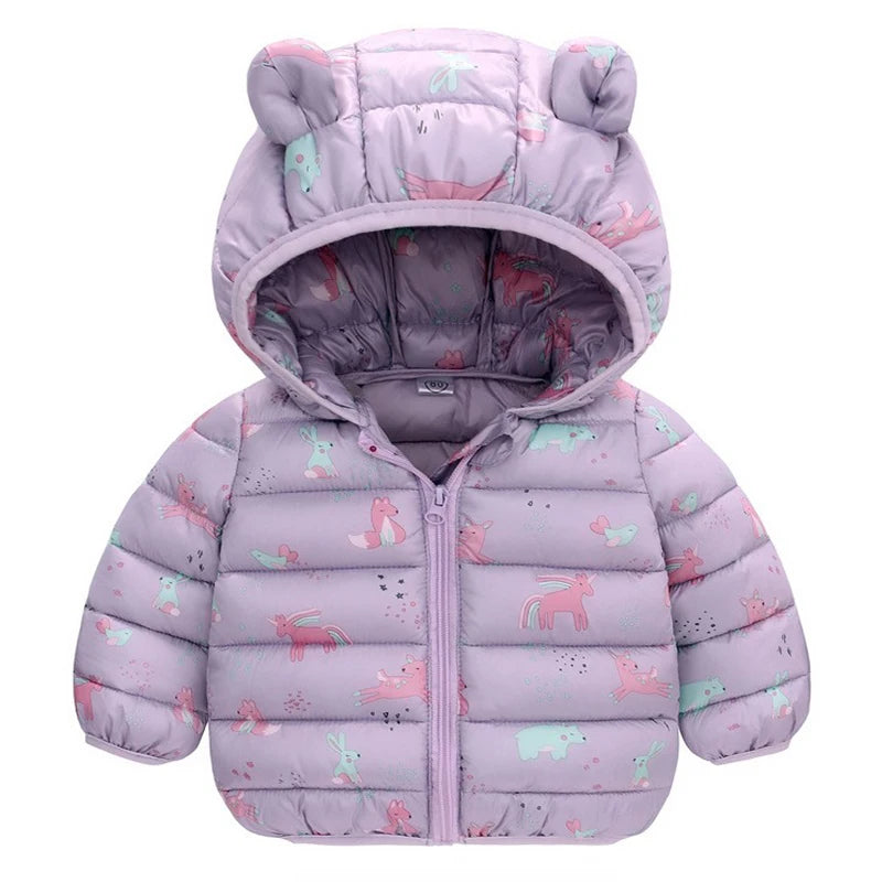 Kinder Jungen Baby Mit Kapuze Leichte Daunenjacken Warme Oberbekleidung Herbst Kinder Mädchen Mäntel Cartoon Dinosaurier Druck Freizeitkleidung