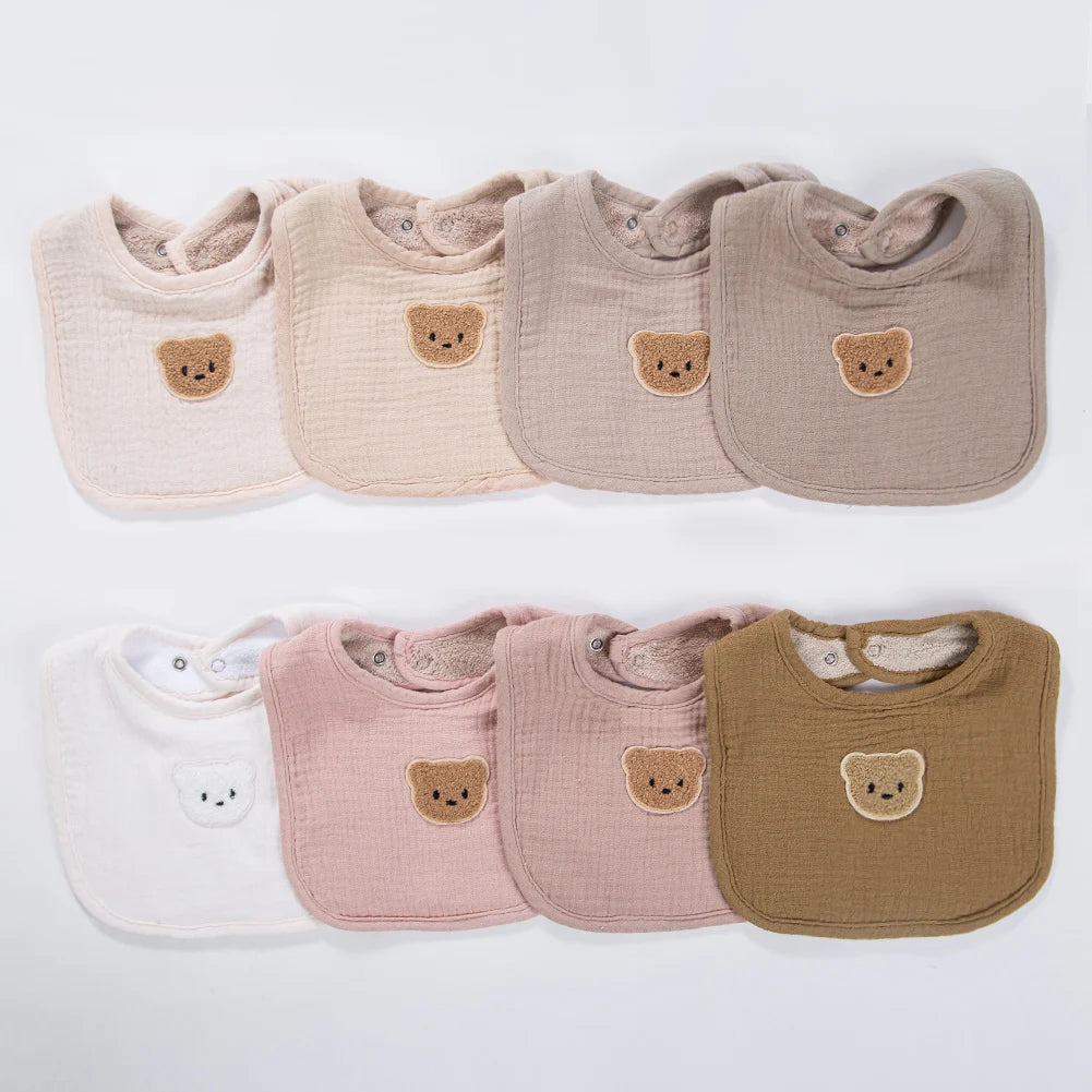 Nette Bär Musselin Baumwolle Baby Lätzchen Speichel Handtuch U-Absorbierende Taschen Koreanische Kinder Kinder Jungen Mädchen Bandanas Fütterung Rülpsen kleidung