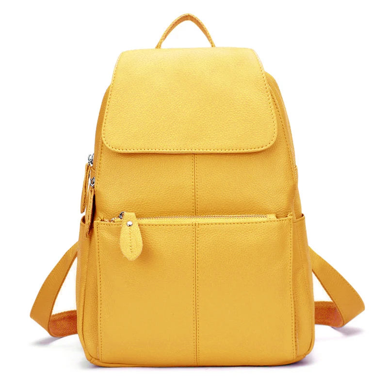 Zency Stilvoller Damen-Rucksack aus echtem Leder in Weiß und Schwarz, A++-Qualität, Diebstahlsicherer Rucksack mit großem Fassungsvermögen, Reise-Designer-Rucksack