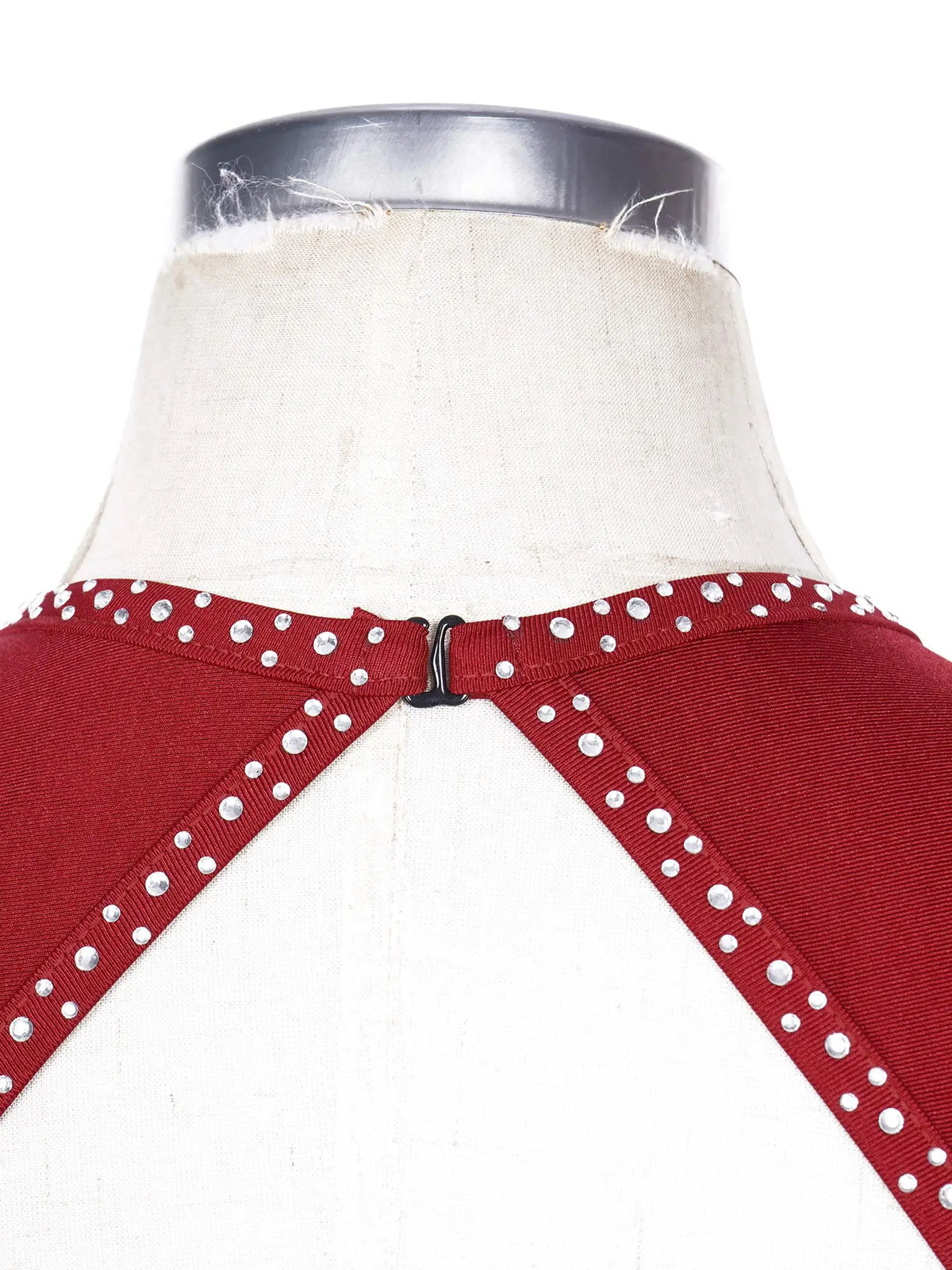 Damen-Ballettkleid mit Rüschen, lyrisches Tanzkleid, runder Kragen, ärmellos, Strass, rückenfrei, für Bühnenauftritte, Wettbewerb