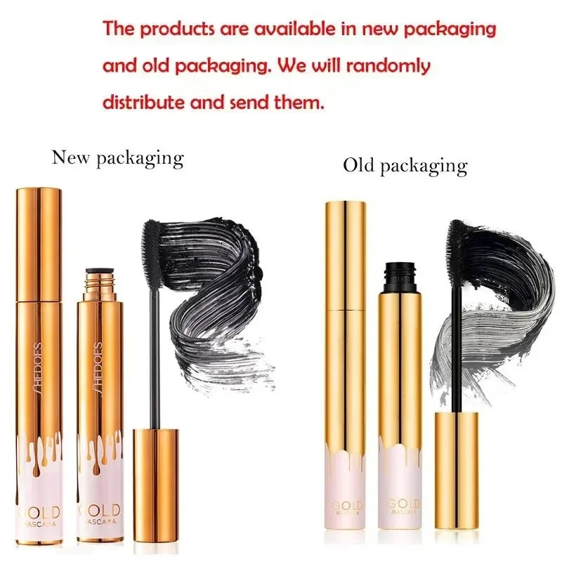 3D Mascara Verlängerung Schwarz Wimpern Wimpern Verlängerung Wimpern Pinsel Schönheit Make-Up Langlebige Gold Farbe Mascara