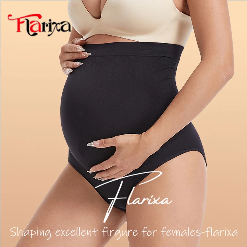 Flarixa Nahtlose Mutterschaft Leggings Shorts Hohe Taille Schwangere Frauen Höschen Schwangerschaft Bauch Bump Boxer Briefs Hohe Elastische