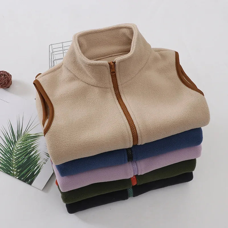 Kinder Polar Fleece Westen Herbst Winter dicke warme Teen Jungen Mädchen Tops Oberbekleidung lässig All-Match Kinder Westen 4-18 Jahre