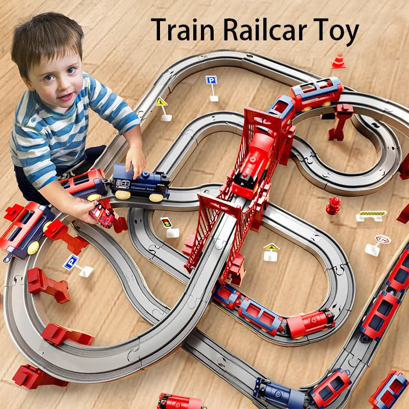 44 Teile/satz Elektrische Zug Track Sets Montage Schiene Zug Auto Spielzeug Junge Pädagogisches Simulation Modell Weihnachten Geburtstag Geschenk