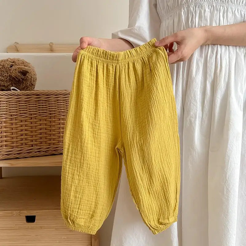 Einfarbig Einfache kinder Hosen Sommer Kleidung Dünne Lose Kinder Anti-moskito Hosen Baby Mädchen Pumphose Casual Hosen