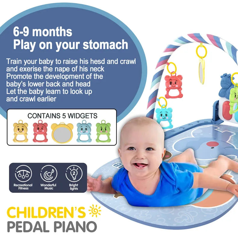 Baby Music Activity Gym Carpet Play Mat Newborn Rug Pedal Piano Keyboard Infant Fitness Rack Playmat Crawling Game Pad Toy Gift